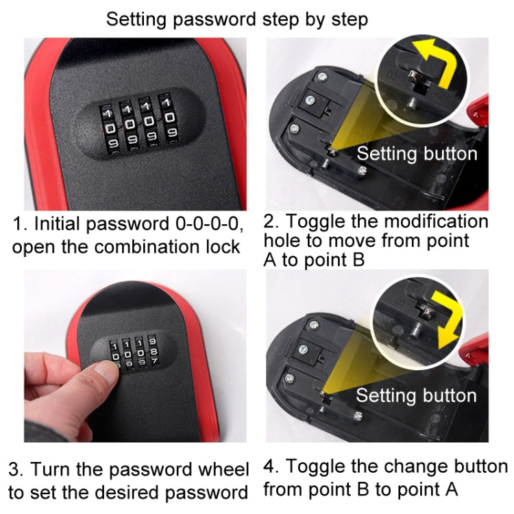 Full Plastic Key Box Password Lock Door Key Storage Password Box, Black, Red, Blue Full Plastic Key Box Password Lock Door Key Storage Password Box, Black, Red, Blue